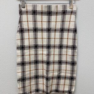 Plaid Patterned Knee Length Skirt NWT!